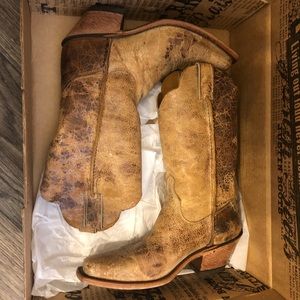 Justin ladies bent rail square toe tan distressed road boot bbl 122 size 8.5